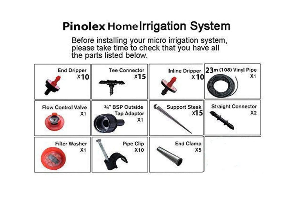Pinolex® Premium Drip Irrigation Gardener's Micro Drip Kit for up to 20 Pots